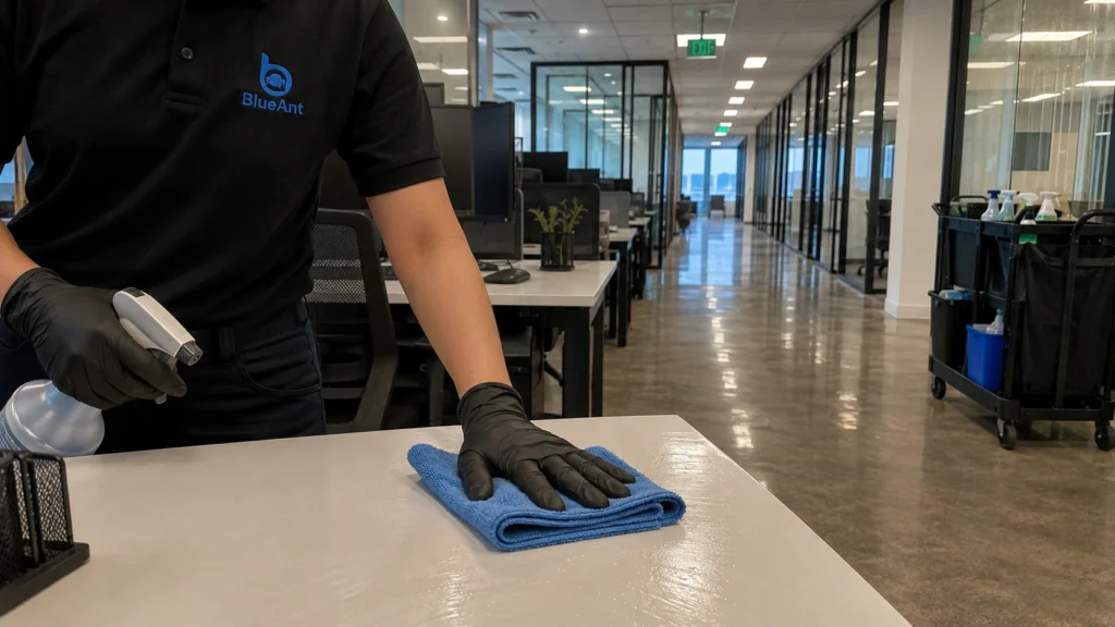 office desk cleaning